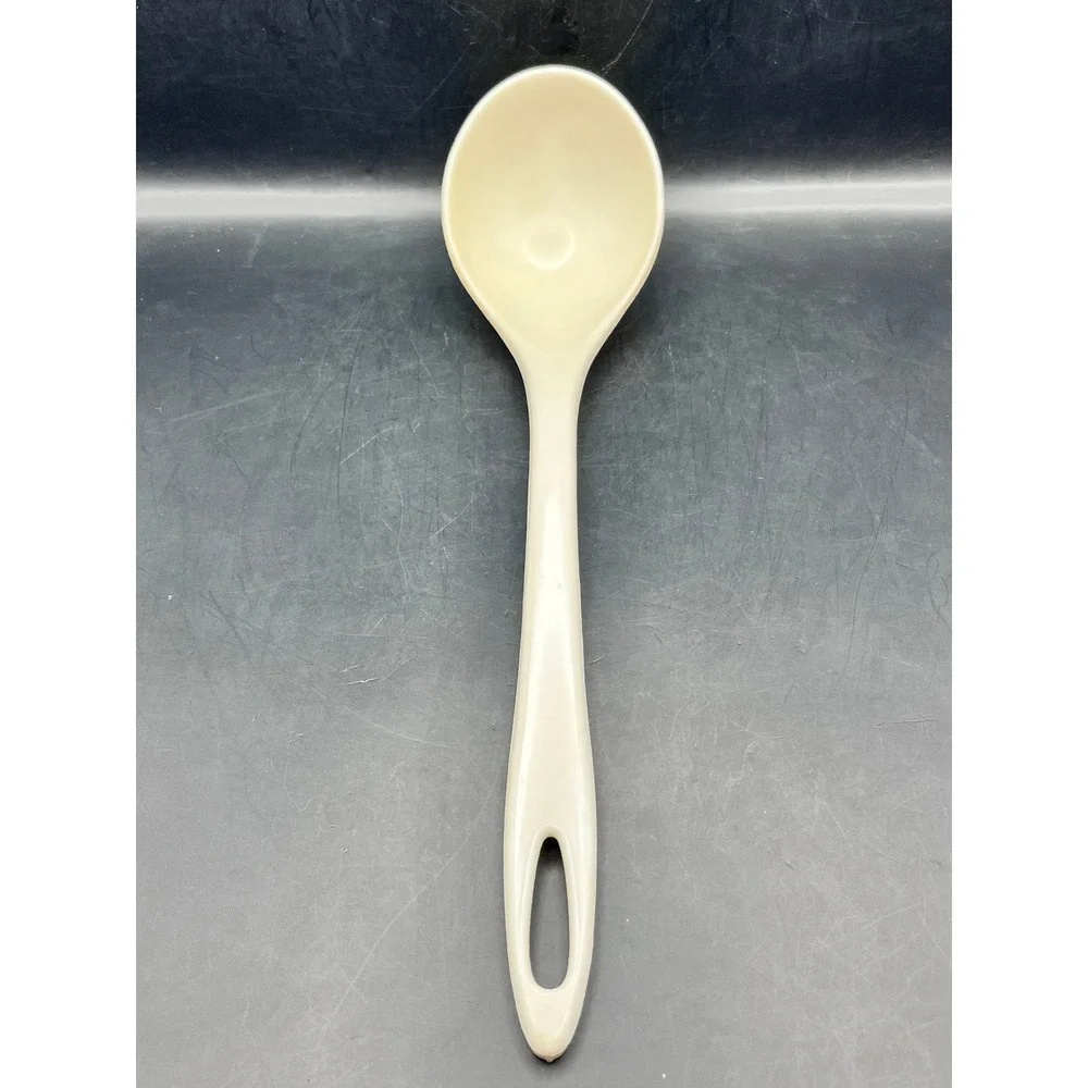 Vtg Plastic Nylon Kitchen Utensil Set Cream Ladle Slotted‎ Spatula MCM As Is